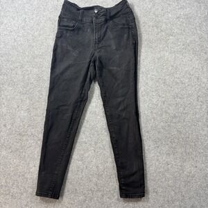 Frenzy Womens High Rise Skinny Jeans 11 Black Solid Cotton Blend Stretch
